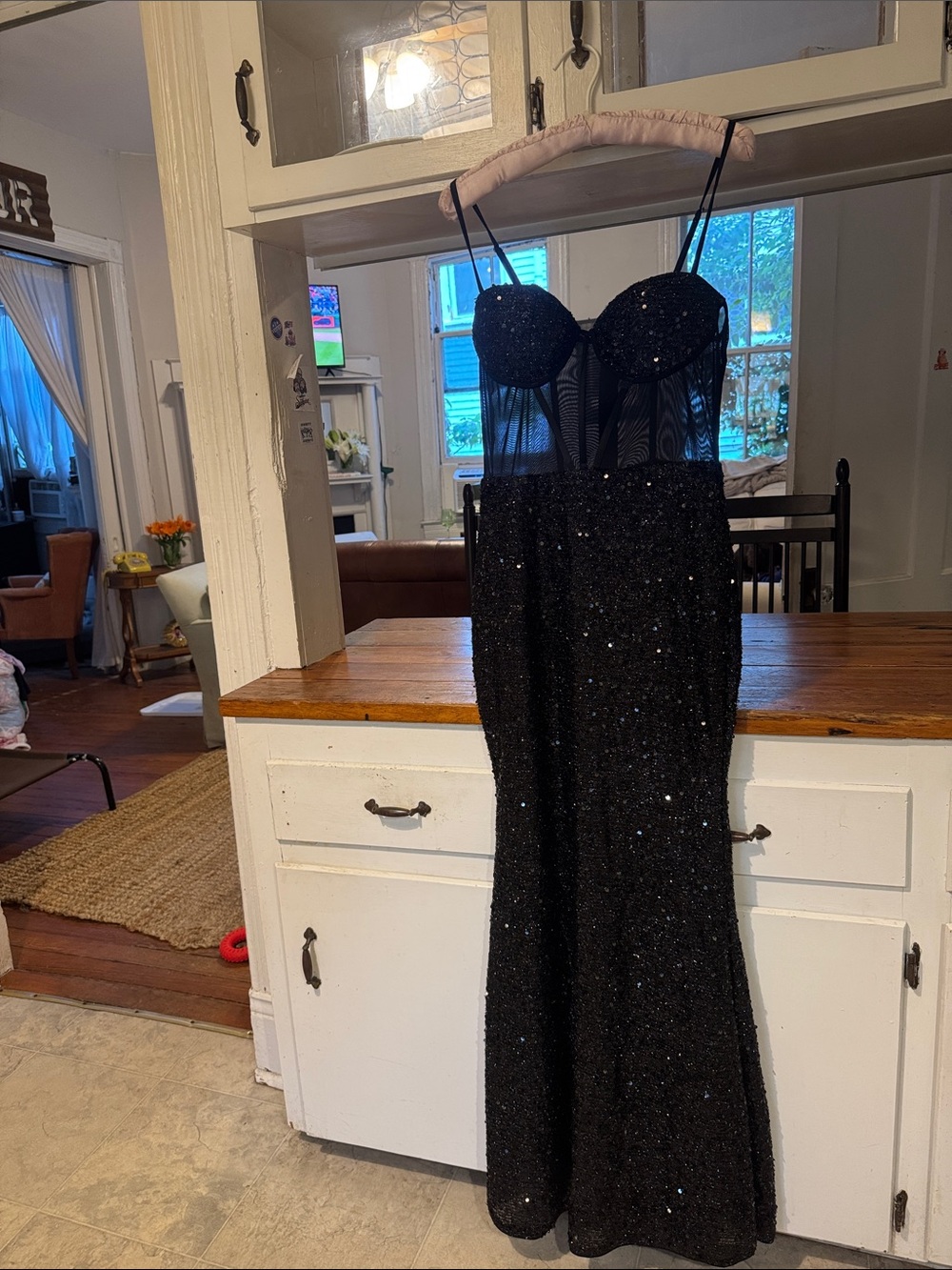 Commense Black Sequin Bustier Evening Dress